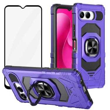 Imagem de Ailiber Capa para celular T-Mobile REVVL 8, capa REVVL 8 5G com protetor de tela, suporte de anel para suporte magnético de carro, capa de armadura robusta resistente à prova de choque resistente