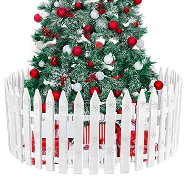 Imagem de URATOT 25 peças de plástico branco grosso cerca cerca de árvore de Natal mini cerca decoração para festa de casamento de Natal jardim casa, 30 cm