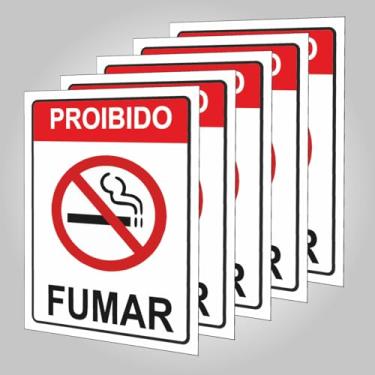 Imagem de Placa Proibido Fumar Lei Federal com 5 Unidades Plaquinha Sinalizacao nao fume Kit com 5