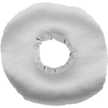 Imagem de Travesseiro de piercing de orelha para pessoas que dormem de lado, 27 cm de diâmetro, diâmetro interno oco de 5 a 8 cm, material de seda sintética de qualidade, travesseiro de donut para dor de ouvido