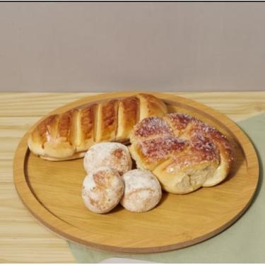 Imagem de Tábua Gamela Redonda 30x30x1,3cm MDF para Servir Petiscos Churrasco Frios Aperitivos Pães Universal