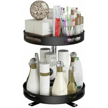 Imagem de Organizador Porta Condimentos E Objetos Giratório 2 Andares - preto