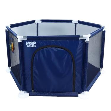 Imagem de Cercadinho Infantil Dobrável MSP Kids Com Bolsa 126x108x66cm (AZUL)