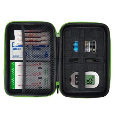 Imagem de Bolsa protetora Eva Hard Sell para kit de teste de suprimentos para diabéticos, sistemas de monitoramento de glicose no sangue, tiras de teste, seringas, insulina, acessórios eletrônicos, câmera Nikon (verde)