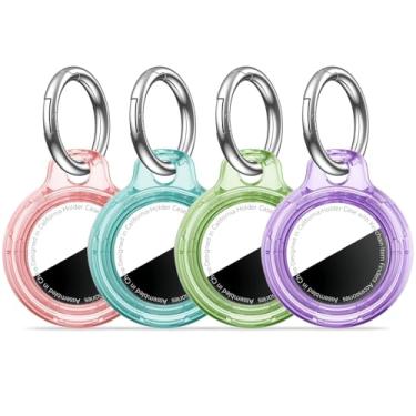 Imagem de [Pacote com 4] Suporte para AirTags, capa com chaveiro, antirarranhões para AirTags, chaveiro para Apple para AirTags, acessórios de airtag para rastreador de itens GPS, multicolor2