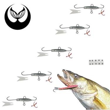 Imagem de Kits de isca de pesca sem pintura – Jigging Rap Minnow Ice Bait Bass Crappie Crystal Truut Walleye Pike Água salgada DIY Tackle Bodies Ganchos Incluídos Casting Freshwater (20, Caudas Transparentes