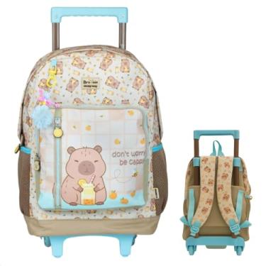 Imagem de Mochila com Rodinhas 17 College Capivara Brownie Escolar Costas