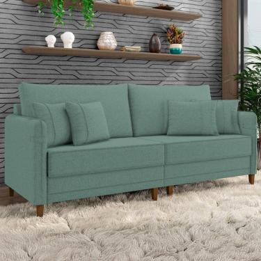 Imagem de Sofá 4 Lugares Living 252cm Pé Madeira Zoe Linho Verde Z08 - Mpozenato