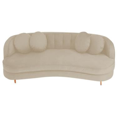 Imagem de Sofá Curvo 2 Lugares Orgânico Sala Recepção Escritório Decorativo Luxo Panamá 160cm Bouclé Cor Bege