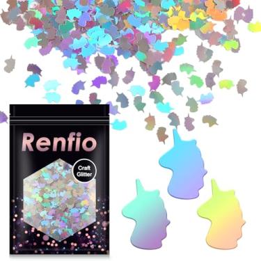 Imagem de Renfio Holographic Unicórnio Confete Glitter Unicórnio Flocos Brilhantes Lantejoulas Brilhantes Resina Lantejoulas Grossas Brilhantes para Decoração de Arte de Unhas DIY Decoração de Férias 50 ml - Laser Prata