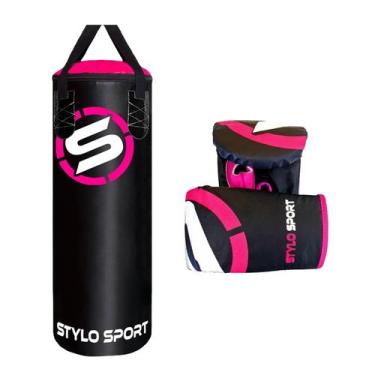 Imagem de Saco de Pancada Boxe Stylo 70 + Luva de Treino Bate Saco Infantil - ST