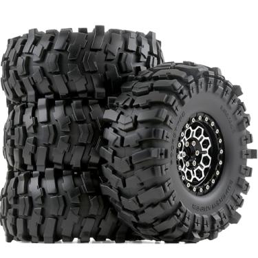 Imagem de Chanjorlin 2.2 RC Crawler Tires OD 5.3'' and Aluminum Beadlock Wheels 1/10 All Terrain Heavy Duty Rims Tyres for 1:10 1/8 Mud Turck Crawler Car Traxxas TRX4 Axial SCX10 RC4WD RBX10 MJX H8H MK07 Gen8