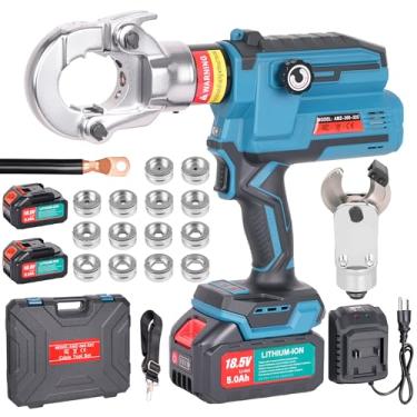 Imagem de UTZIKO Ez-300 Máquina de Crimpagem de Terminais de Cabos Hidráulicos Elétricos Atualizada, Alicate de Cabo de Terminal Recarregável de 6 Toneladas, 8Awg-600 Mcm, Display Lcd com 14 (,)