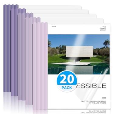 Imagem de WORPSON Pacote com 20, capas de relatório transparentes com barra deslizante para letras e folhas A4 – pastas de apresentação com capacidade para 70 folhas, capas de currículo e fichários de