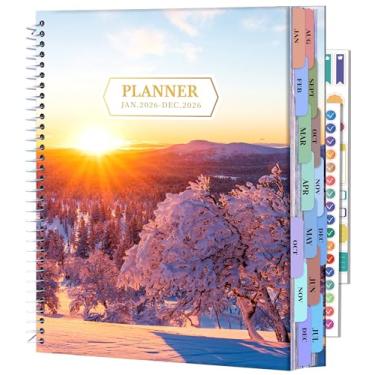 Imagem de CAGIE Agenda 2026 semanal e mensal de janeiro de 2026 a dezembro de 2026, capa dura, agenda diária de hora em hora para mulheres, agenda anual 26 com adesivos, encadernação espiral, 20 x 27 cm