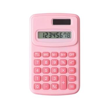 Imagem de Calculadora Eletrônica de 8 Dígitos com Energia Solar e Bateria – Mini Calculadora Portátil para Escola, Escritório, Contabilidade, Estudos e Uso Diário – Teclas Suaves e Visor Grande (Rosa)