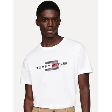 Imagem de Camiseta Tommy Hilfiger Masculina Regular Flag Embro Branca-Masculino