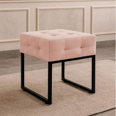 Imagem de Puff Sala Decorativo Quadrado Industrial Elisa Veludo D03 - D'rossi Rose