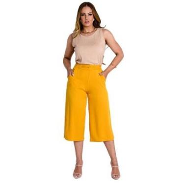 Imagem de Calça Pantacourt Viscose Cós de Elástico BBonnie Cora Mostarda-Feminino