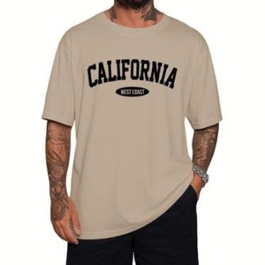 Imagem de Camiseta Oversized Gola Alta Streetwear California Algodão Estilo Urbano Academia Treino-Masculino