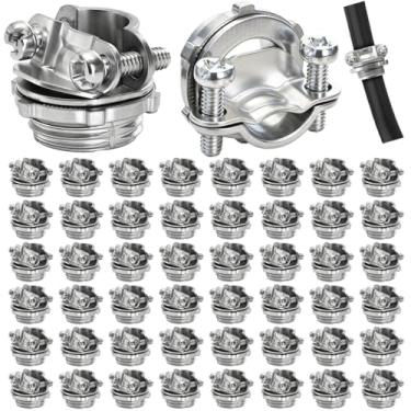 Imagem de Tlence Pacote com 50 conectores de cabo tipo braçadeira de 1/2 polegada, acessórios de conduíte elétrico de liga de zinco e aço para cabo NM, grampos de fio não metálicos resistentes à ferrugem para