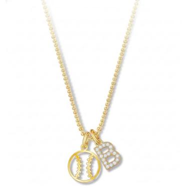 Imagem de Aswinfon Colar com inicial de softball, para mulheres e adolescentes, banhado a ouro 18K, pingente de letra A-Z, joias de beisebol, colar esportivo, presentes de softball, presentes para mulheres, seu