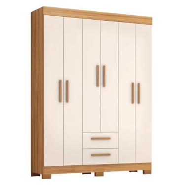Imagem de Guarda Roupas Casal 6 Portas 2 Gavetas Libano Madeirado/Off White Notável
