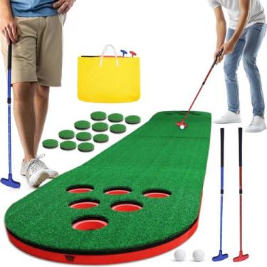 Imagem de Conjunto de jogos de golfe TOY Life Tapete de 3 m com 2 tacos e 2 bola