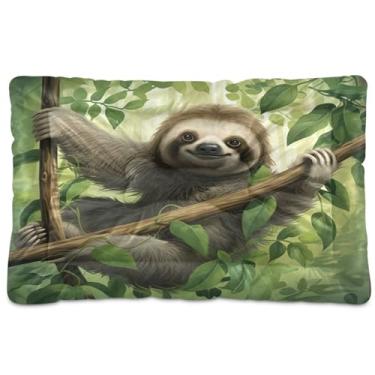 Imagem de Wassud Cama de cachorro com corações desenhados à mão preguiça em busca de camas grandes para cães ao ar livre tapete lavável para animais de estimação cama de gato para dormir viagens 45,7 cm x 61 cm