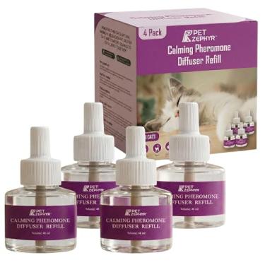 Imagem de Pet Zephyr (Compatível com todas as cabeças difusoras comuns) Refil de difusor de feromônios para gatos - Pacote com 4 refis de feromônios - Fornecimento para 4 meses - Apenas refis sem cabeça de