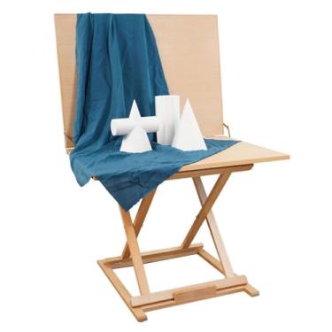 Imagem de Mesa de desenho de arte de natureza morta, mesa de pintura de artistas, portátil, resistente, dobrável de madeira maciça, colocação de estátua de gesso para estúdio de arte escolar