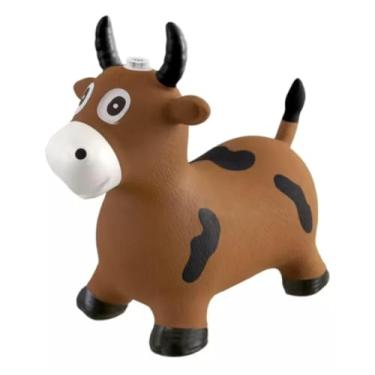 Imagem de Cavalinho Upa Upa Vaquinha Brinquedo Com Som Inflável Com Música Infantil e Led Pula Pula Cores: Marron e Branca (MARRON)