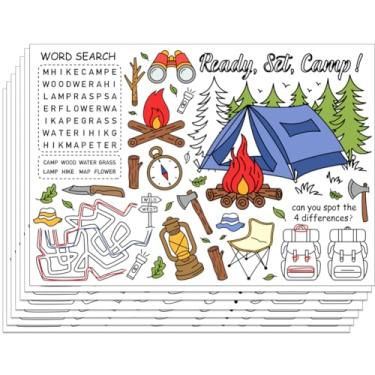 Imagem de WEBEEDY Jogo americano para colorir com tema de acampamento, 30 peças, cores a granel, seus próprios jogos americanos para decoração de casa, cozinha, restaurante, Natal, festas, suprimentos, 30 x 28
