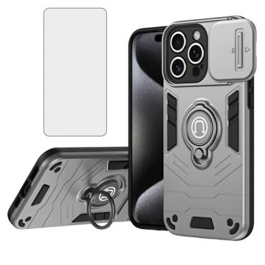 Imagem de Asuwish Capa de telefone para iPhone 16 Pro de 6,3 polegadas com protetor de tela de vidro temperado capa para câmera fina suporte magnético robusto suporte de celular híbrido resistente borracha i