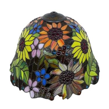 Imagem de Abajur Tiffany estilo margarida, feito à mão em vitral, 40 cm de largura, estilo vintage, para luminária de mesa ou de chão. Ideal para decoração de quarto, sala de estar e escritório.