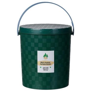 Imagem de Balde portátil multiuso com tampa – 24,4 cm de diâmetro, 28 cm de altura – Material PP durável – Suporta até 200 kg – Armazenamento, banho, transporte de água e assento de banco (1, ciano escuro)