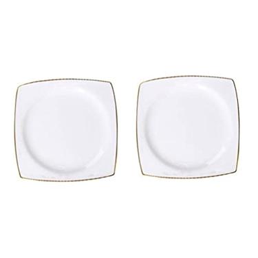 Imagem de Prato de jantar branco de 18 cm, conjunto de louça, pratos de salada, sobremesa, para sobremesa, aperitivo, carne, conjunto de 2 pratos de jantar (tamanho: B) ()
