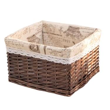 Imagem de JLKIMZVO Cesta de vime feita à mão para organização, cesta rústica feita à mão, preto, marrom, armazenamento