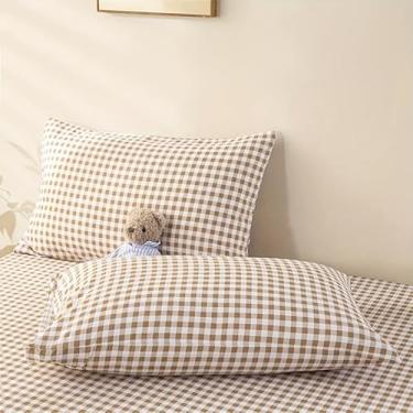 Imagem de Fronha xadrez estilo INS, design quadriculado, tamanho único e duplo, compatível com hotel, quarto, dormitório, casa, presente, estilo 4