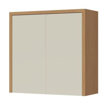 Imagem de Armário Aéreo De Cozinha 0,80m 2 Portas 100% Mdf Cléo Madeirado/off White Nesher Madeirado