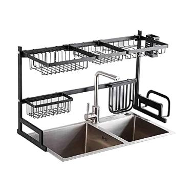 Imagem de Escorredor de louça, escorredor de louça, escorredor de pratos com drenagem, bancada, parede, organização, suportes para escorredores, utensílios de cozinha de aço inoxidável