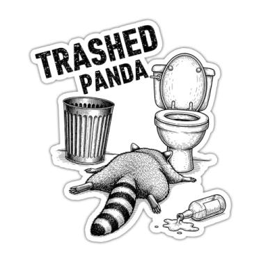 Imagem de HOSALA (7,6 cm - 3 peças) Adesivo de panda lixo, adesivo engraçado de guaxinim bêbado, presente de meme de guaxinim, decoração de humor adolescente adulto para laptop, tablet, escritório, mesa