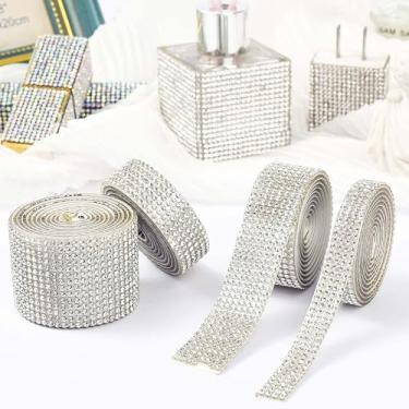 Imagem de Rolo de acabamento de strass branco - fita iridescente, borda brilhante DIY, borda de decoração de festa, rolo de acabamento com glitter (M)