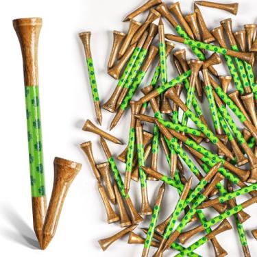 Imagem de Amy Sport Golf Tees Western Birch Wood Pacote com 100, 80 camisetas de 6 cm ou 8 1/4 polegadas com 20 camisetas curtas de 3,8 cm, 5 x mais duráveis 5X mais fortes e menos fricção (trevo, 8 cm)