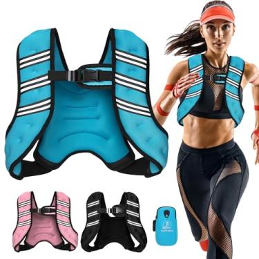 Imagem de Colete pesado para mulheres e homens, 2,7 kg/3,6 kg/5,4 kg/7,3 kg/9,1 kg/11,3 kg/13,6 kg colete de peso ajustável com listras refletivas para treino, treinamento de força, corrida, fitness, musculação