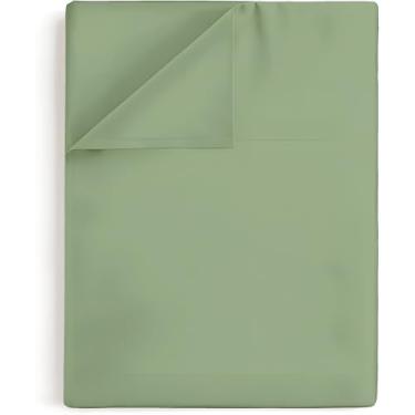 Imagem de Lençol de cima solteiro GG - 100% algodão egípcio, trama de cetim 600 fios - ultramacio, respirável e refrescante - somente lençol de cima de qualidade de hotel premium - (verde sálvia, 2GG)