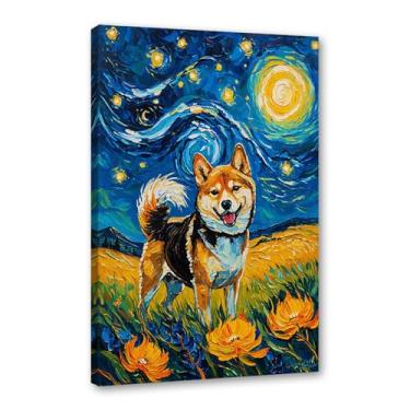 Imagem de Pôster colorido abstrato Van-Gogh com pintura a óleo floral noite estrelada impressão de animais engraçados para decoração de casa e sala de estar (SKU10,16x60 cm), emoldurado (tela embrulhada))