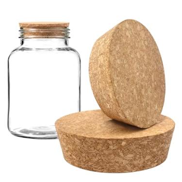 Imagem de 2 peças de rolhas grandes cônicas de cortiça, rolhas de vinho de madeira natural para potes de vidro, garrafas, projetos de artesanato DIY