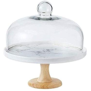 Imagem de Suporte de bolo, bandeja de exibição de sobremesa, suporte de bolo, cúpula, mesa de sobremesa de aniversário de casamento, conjunto de cúpula de queijo, exibição de bolo alto, bandeja de frutas para