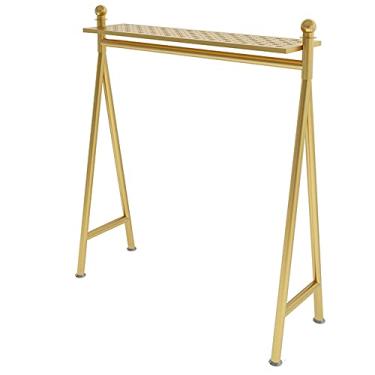 Imagem de SGeneE Suporte de exibição de roupas, trilho de roupas pesadas, rack de exibição de roupas com prateleira superior, tutu de metal, cabideiro, preto (120 × 150 cm)